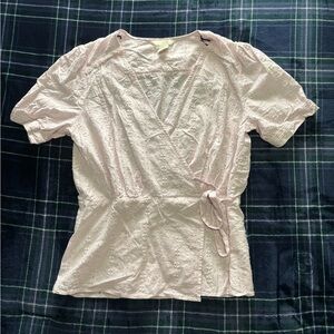 H&M Women's Light Pink Eyelet Wrap Top Size 8